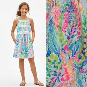 Lilly Pulitzer Girls Elize Dress in Catch The Wave, Size 14